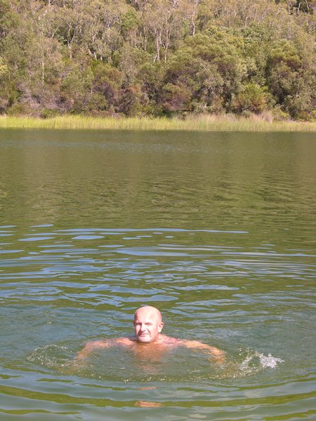 swimming on Fraser Island
