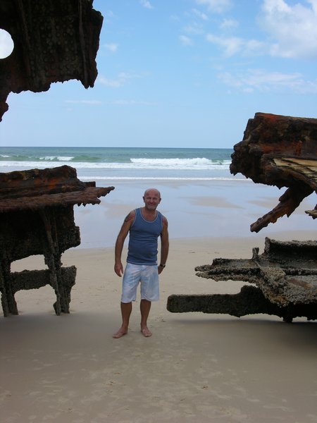 A ship wreck on Fraser Island (on the left and right that is - not in the middle!)
