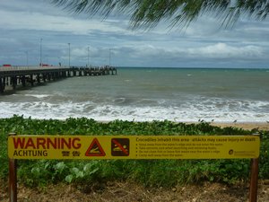 Croc warning on the North Cairns beach