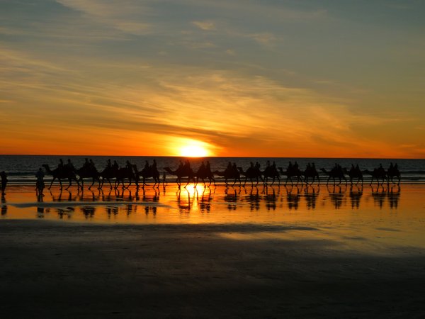 Cable beach sunset camel train ..