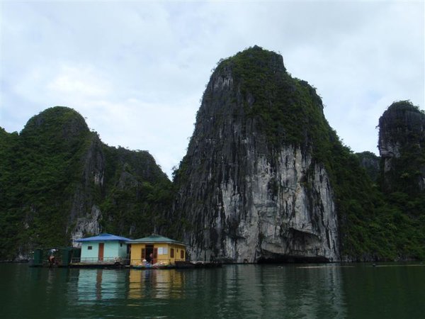 Some floating houses in Halong Bay