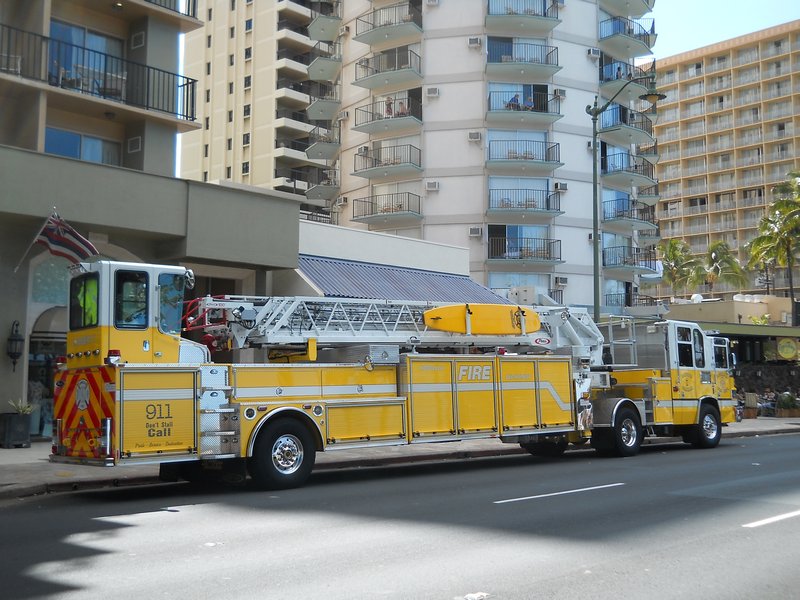 Check out the surf board on the fire truck!