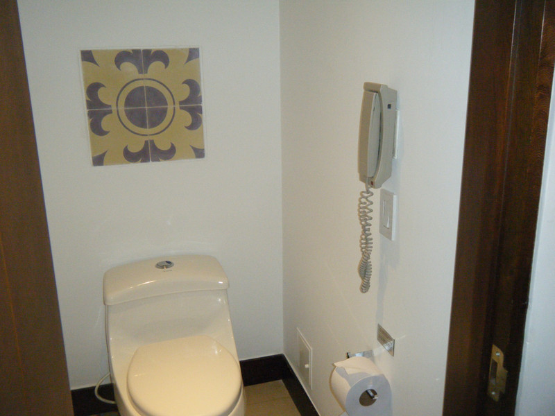 Wow, a telephone in the bathroom!