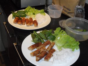 The home-made spring rolls