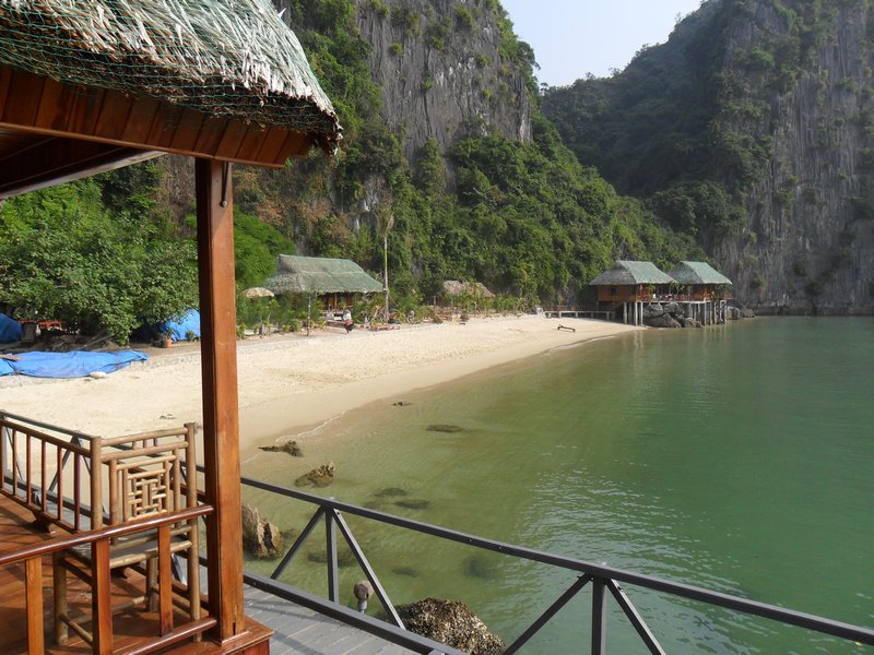 The view from the window of our hut at Nam Cat beach