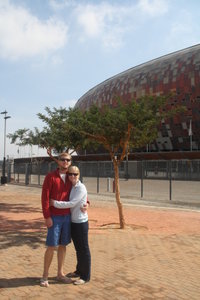 Pam and I at Soccer City in Jhb, venue for the World Cup Final.