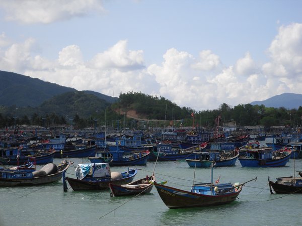 All the fishing boats look the same.