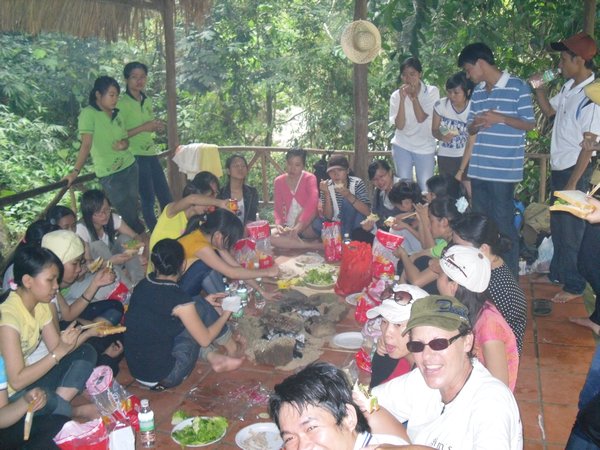 We enjoyed a nice BBQ at the waterfall, with students.