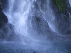 Underneath the Waterfall in Milford Sound
