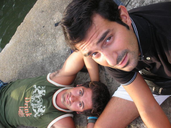 marco and I chillin near a lake waiting for the next of an upteenth number of connecting buses to get to porto seguro!