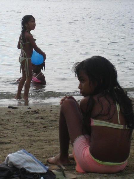 children playing on Taganga beach