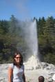 Sandra posing by the geyser