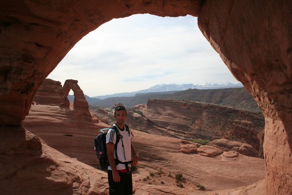 Billy with Delicate Arch in the backround