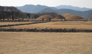 Royal tombs and temple foundation from Silla Dynasty