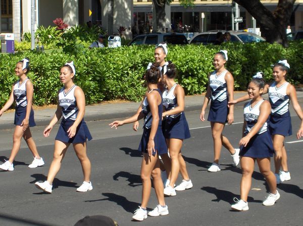 Cheerleaders Kamehameha School.
