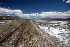 Railway Line Through Salt Lake Chiguana