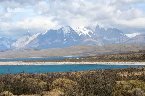 first view on Torres del Paine