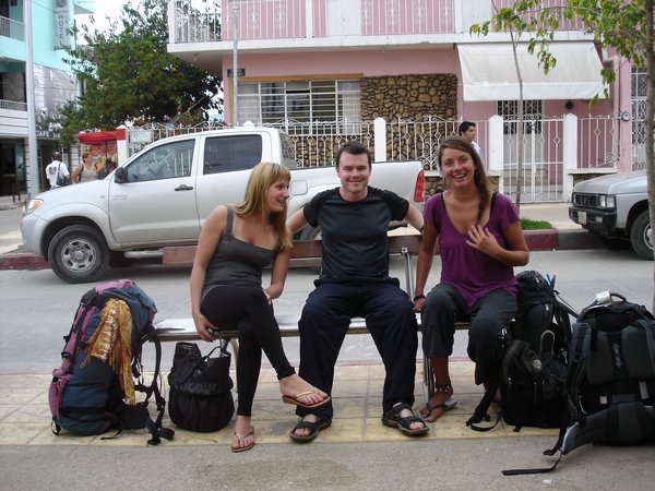 Elena, Gabriela, and me in Palenque town