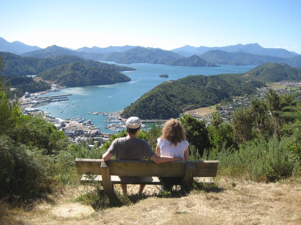 View looking down into Picton and Marlborough Sounds