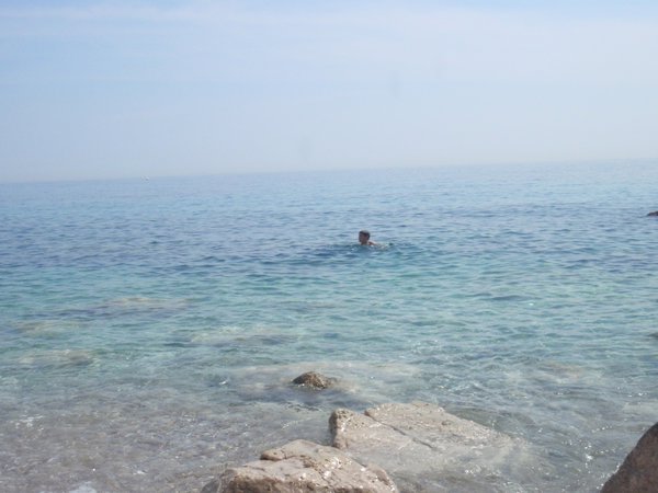 Tim going for a swim in Cap d'Ail.