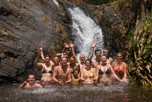 Group at the waterfall