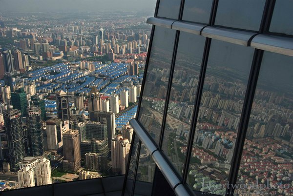 Shanghai sprawls out below us...