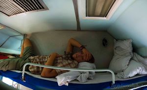 sleeping in cramped quarters