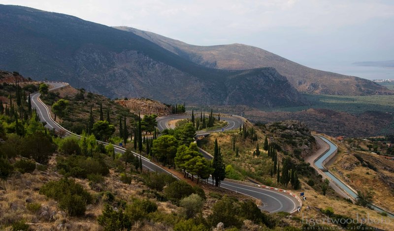 windy roads leading to miles of olive groves and the sea