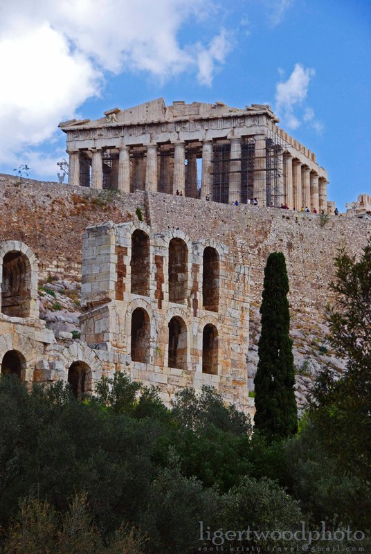 Odeon of Herodes Atticus with the Parthenon as backdrop