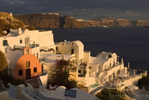 Oia and Fira at sunset