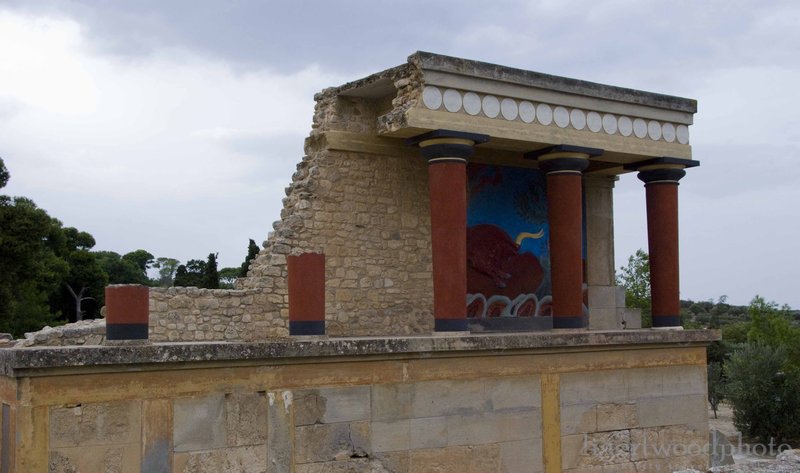 half re-built entrance to the palace of Knossos