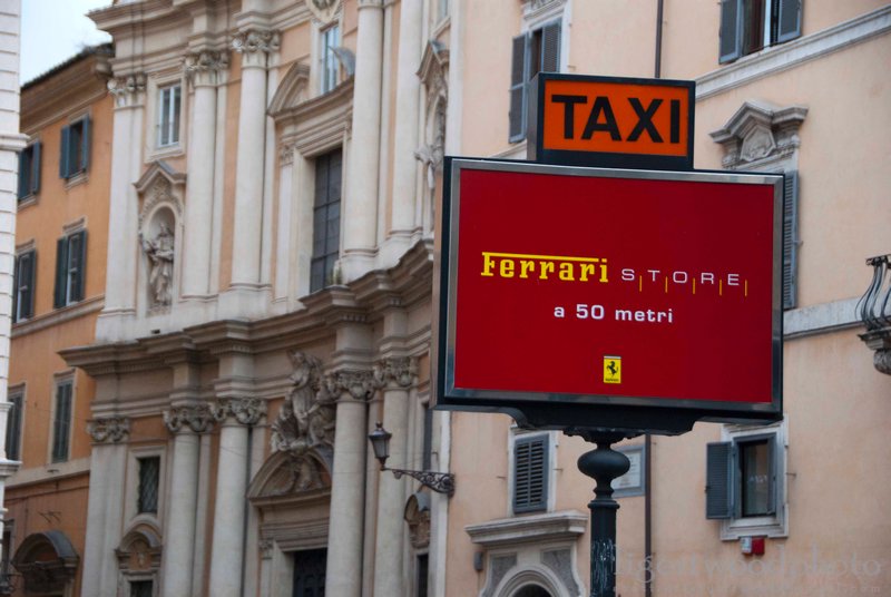 only in Rome can you find a Taxi Ferrari