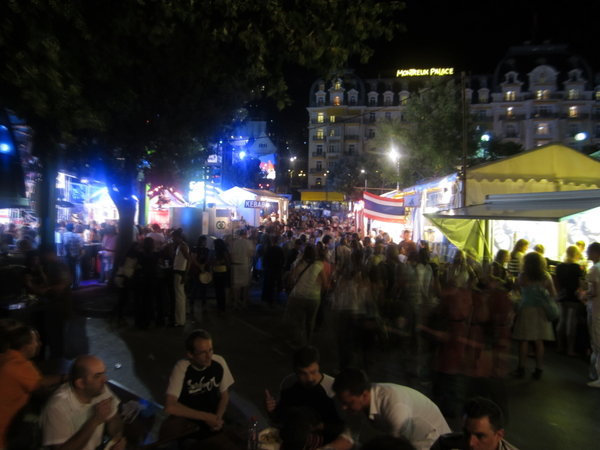 Crowds and vendors at Montreaux Jazz Festival