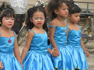 School girls dress up in parade at Sunkhaburi