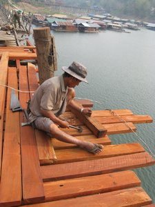 Wang Kha bridge being repaired