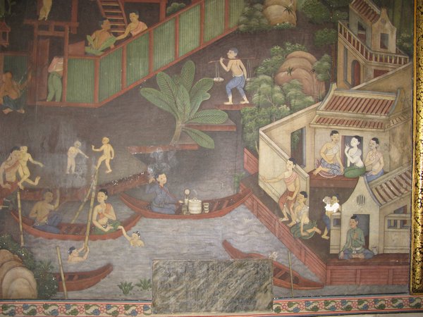 Mural depicting Village life around the Canal