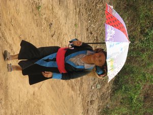 Hmong lady on her way home
