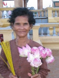 flower vendor by the royal palace in Cambodia