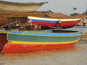 colorful boats on the Floating village