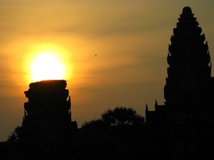 sunset Over Temple in Cambodia