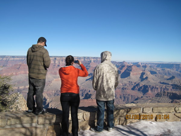 Simon, Allyne and Jordan looking at the canyon