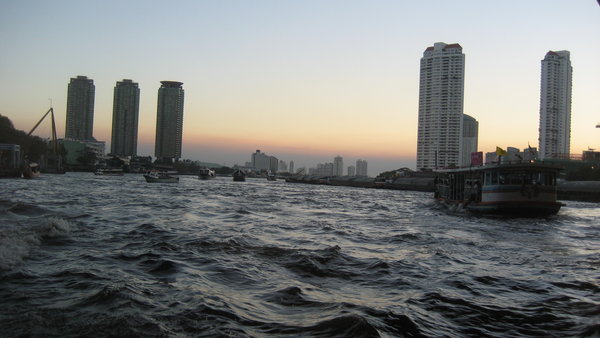 Bangkok skyline by boat