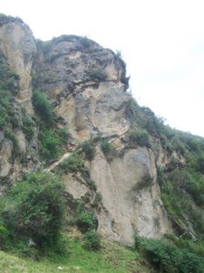 Inca face carved into the rock