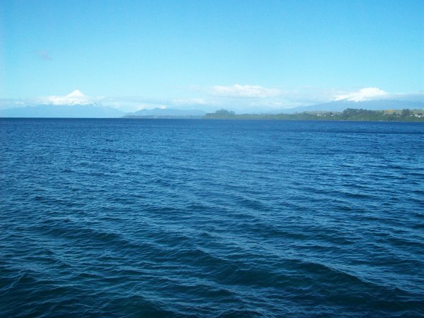 Lake Llanquihue, with Osorno (left) and Calbuco (right) volcanoes