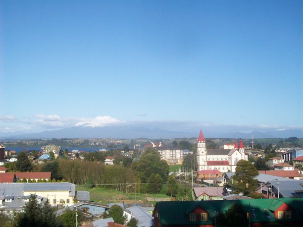 Views of Puerto Varas, a Germanic Church and Calbuco Volcano