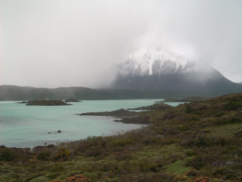 A wet and misty view of the Cuernos