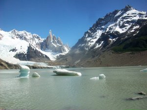 Laguna Torre and Cerro Torre on a clear day