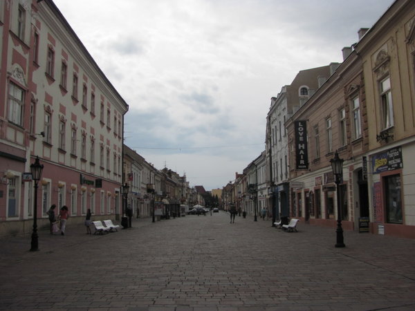 A packed shopping street in Kosice