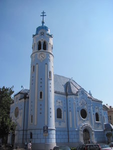The aptly named Blue Church