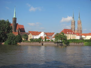 View across the River Oder to the cathedral
